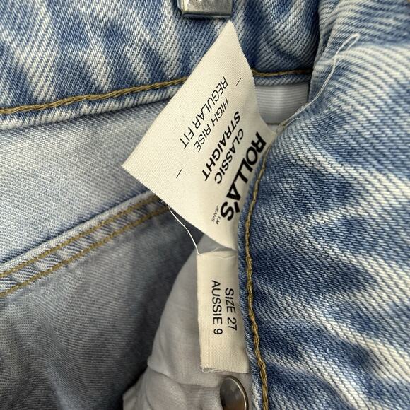Rollas High Rise Regular Fit Straight Leg Jeans size 27 Light Blue Denim 30" ins - Picture 12 of 13